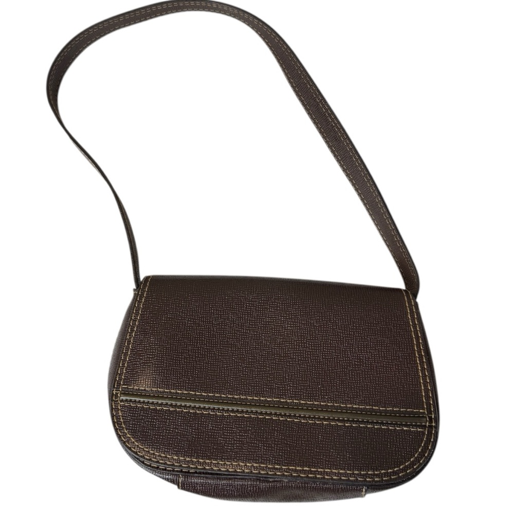 Jones New York Brown Textured Leather Small Shoulder Bag / Crossbody